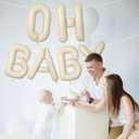 2 x 40 Inch Beige OH BABY Letter Balloons,Large Cream White Netrual Foil Balloons for Gender Reveal Boho Baby Shower Decorations,Oh Baby Sign for Backdrop Engagement Wedding Birthday Party Decorations