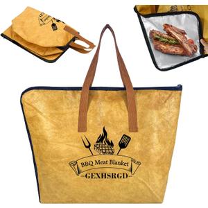 BBQ Blanket for Resting Meat, Reusable BBQ Resting Blanket, Grilling Accessories for Storing Meat, Large Capacity, Foldable Design, Zipper Closure, Heat Preservation(21in Oil Proof Version)