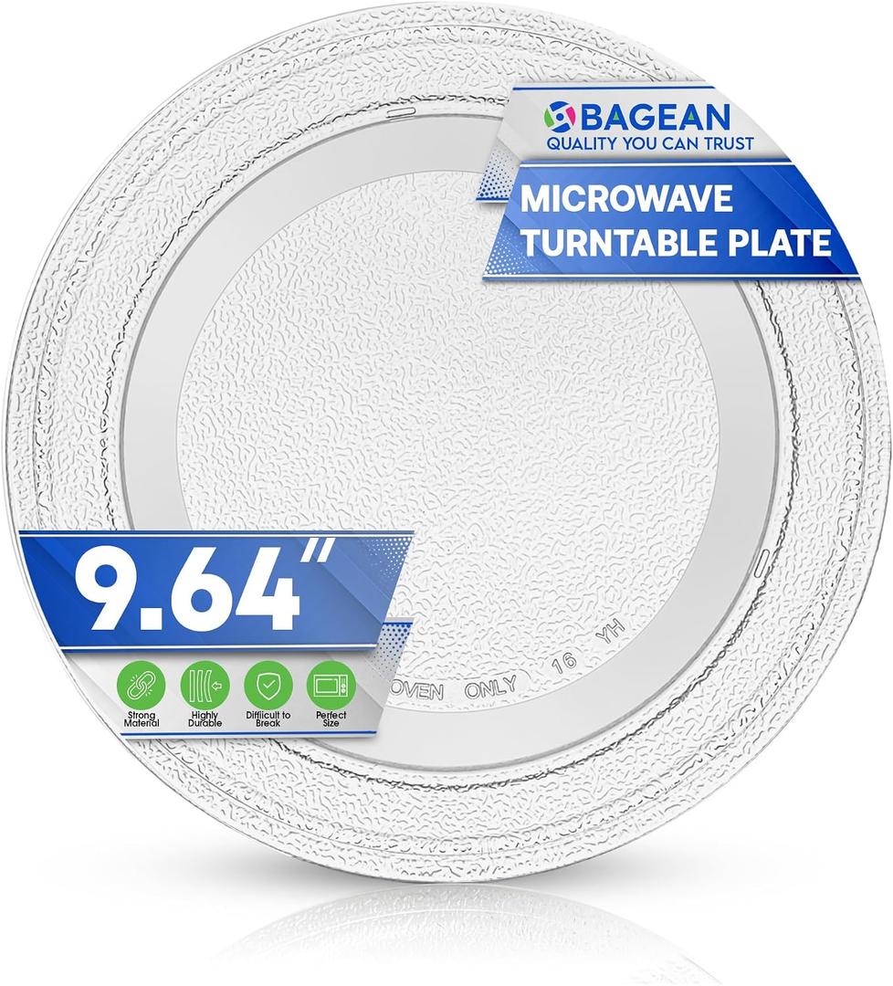 Microwave Plate Replacement 9.6 Inch for Small Microwave Oven Turntable Plate - LG Replacement Microwave Glass Plate Fits Many Brands Plates - Rotating Dish Tray For Better Reheating and Cooking