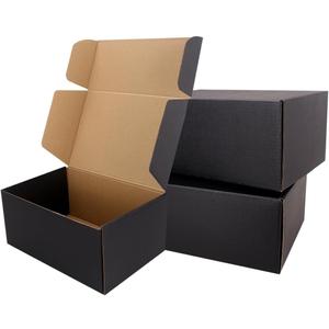 Shipping Boxes,9"x6"x4" Black Corrugated Cardboard Boxes, Which is Anti-Impact Come with Exquisite Sealing Label.Suitable E-Commerce Packaging, Shipping Packaging.