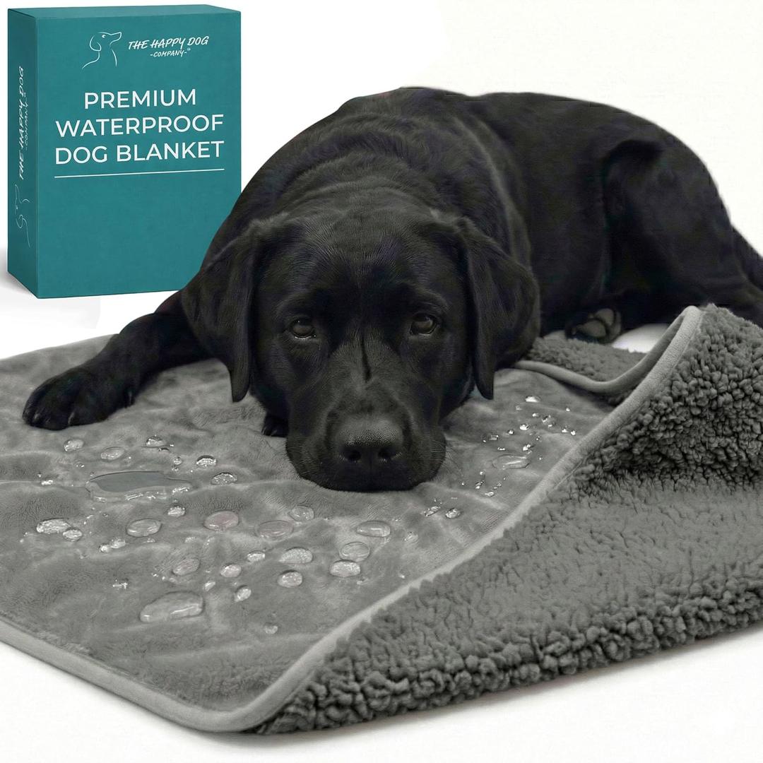 Waterproof Dog Blanket Washable Leakproof Medium Dog Blanket for Crate, Chair & Travel, Reversible - Gray Microfiber & Gray Sherpa Fleece, 30x40 Inches.