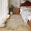 Beige Gold Rug Runners for Hallways Kitchen Non Slip Washable 2x6 Entryway Runner Rugs with Rubber Backing 6ft Long Carpet Runner for Laundry Room Bedroom, Low Pile Stain & Fade Resistant