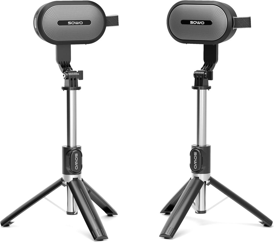 SOWO Wireless Dual Bluetooth Speakers Set, Adjustable Stands 2Pcs, High-Fidelity Stereo Sound, Smart Pairing Sync, Surround Sound with Portable Lightweight Case for Home, Travel, Party, Birthday