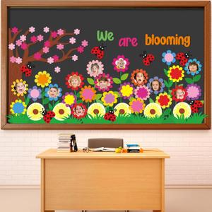 Mooliwe 74 Pcs Spring Flower Bulletin Board Decorations Set We Are Blooming Classroom Decorations Photo Posting Cutouts Craft for Kids School Classroom Decor Spring Back to School Party Supplies