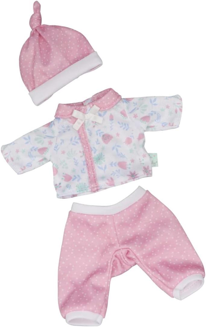 JC Toys | Berenguer Boutique | La Baby Doll Outfit | 3 Piece Pink and White Onesie|Washable| Ages 2+ | Fits Dolls 9"- 12"
