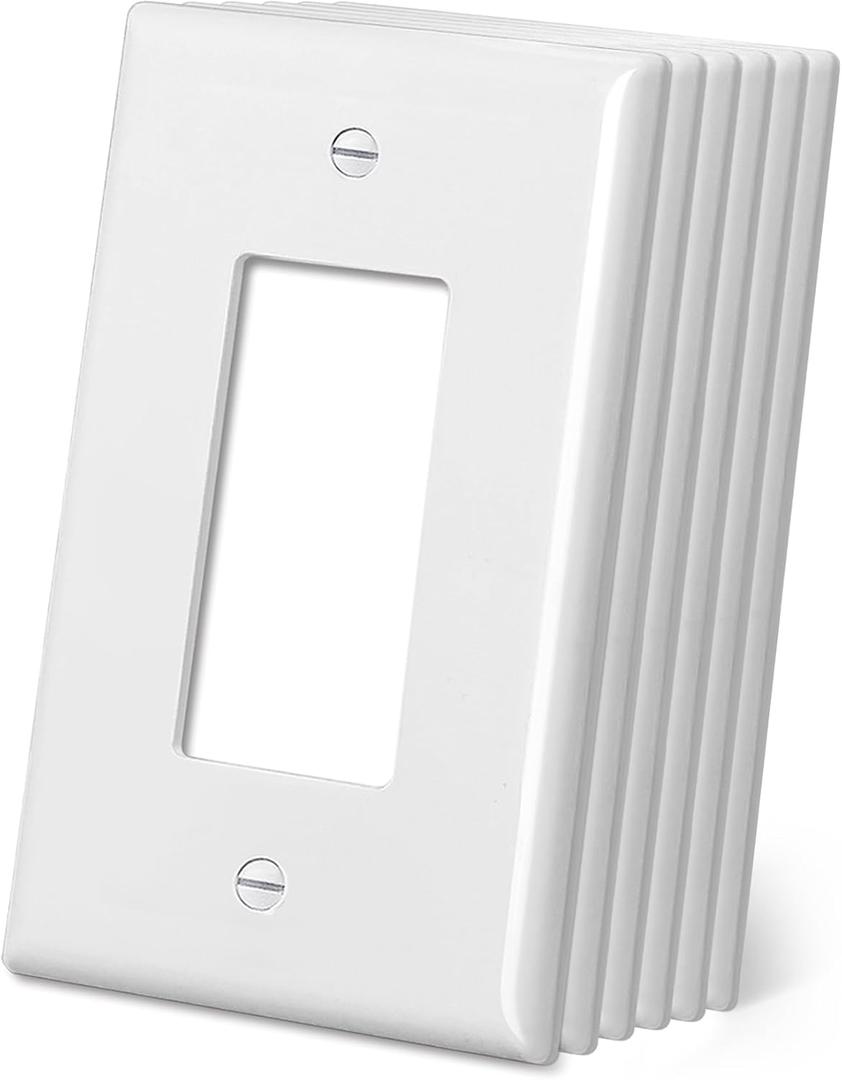 CML Jumbo Decorator Wall Plate, 6 Pack Oversized Electrical Outlet Receptacle Covers, 1-Gang White Switch Plates, Over-Size 3.5 x 5.5, Impact Resistant, ETL Listed