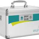 Medicine Lock Box, Locking Medicine Box, Security Lock Boxes Medium 12 x 7.68 x 7.87 Inch with Removable Storage Pocket, Lock Box, First Aid Key Safe Box, Lock Box for Medication (Medium-12in, Silver)