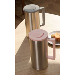 Stainless Steel Water Pitcher, 1800ml Thermal Coffee Carafe with PP Lid, Hot & Cold Drinks Pitcher Water Jug with Handle for Tea, Coffee, Hot Chocolate, Soups, Milk Tea, Pink, 3.9x8.7inch, Pack of 2