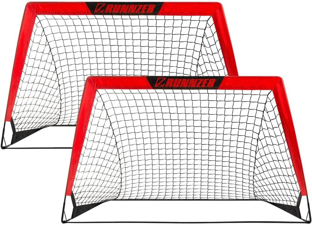 Kids Soccer Goal, Pop Up Soccer Goal Net for Backyard, Set of 2 with Portable Carrying Case (Red)