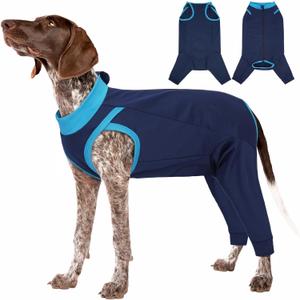 T'CHAQUE Dog Recovery Suit for Dogs After Surgery, Dog Onesie for Spay Surgery Female, Anti Licking Rear Leg Sleeve,Bodysuit for Abdominal Wounds Skin Disease,Substitute E-Collar & Cone,Navy Blue,2XL