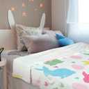 Mindsoft Easter Blanket Spring Bunny Rabbit Eggs Soft Flannel Colorful Decorative Throw Blanket Decor Holiday Square Birthday Gift for Home Couch Sofa Bed Room Decoration, 50x60 Inch