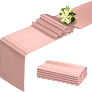 BDDC Rose Gold Table Runner 12x108 Inch - 4 Pack Satin Table Runners, Smooth Table Runner for Party Wedding Banquets Birthday