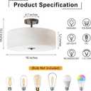 Bargeni Semi Flush Mount Ceiling Light Fixture,16 inch Drum Flush Mount Ceiling Light,Modern Light Fixtures Ceiling Mount with Oil Rubbed Bronze Finish,Semi Flush Ceiling Light for Bedroom,Living Room