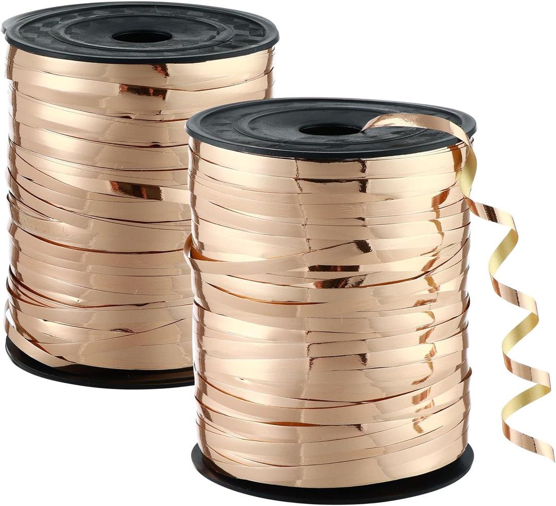 2-Pack 500 Yard Curling Ribbon for Crafts Crimped Ribbon, Champaign Gold