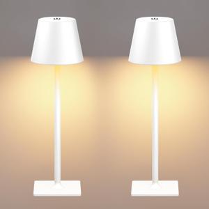 Yogaret White Cordless Table Lamp Set of 2 for Patio Restaurant Home Dinner Kitchen