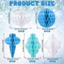 Watersay 10 Pcs Jumbo 10-14 Inch Christmas Honeycomb Paper Ornaments Hanging Xmas Honeycomb Balls Reusable Vintage Christmas Paper Lantern for Holiday Indoor Tree Party Decor (Blue Colors)