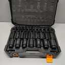 boen 10mm-36mm 1/2 Drive Metric Socket Set, Impact Deep Socket, 6-Point Axle Nut Socket with Portable Case, Rugged Construction, CR-V Steel, 27PCS