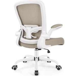 FelixKing Office Chair, Ergonomic Desk Chair Breathable Mesh Chair with Adjustable High Back Lumbar Support Flip-up Armrests, Executive Rolling Swivel Comfy Task Computer Chair for Home Office (Khaki)