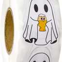 2 x WRAPAHOLIC Halloween Ghost Stickers Roll - Adorable Ghost Beer Design, 2 x 1.37 Inch, 500 Total Labels, Perfect for Gift Wrap & Shipping, Halloween, Kids Treat Bags, Outdoor Use