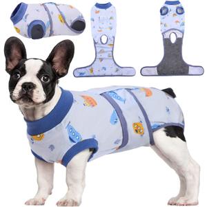 Kuoser Recovery Suit for Dogs Cats After Surgery, Professional Pet Recovery Shirt Dog Abdominal Wounds Bandages, Substitute E-Collar & Cone,Prevent Licking Dog Onesies Pet Surgery Recovery Suit (Medium (Back:13.4-16.1'', Weight:14-25 LB), Boat)