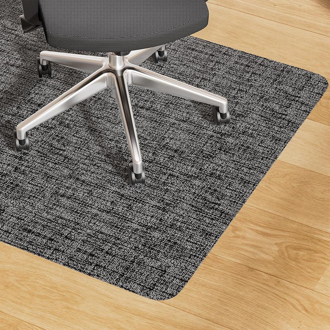 Yecaye Office Chair Mat for Hardwood Floor,35" x 47" Under Computer Desk Floor Protects for Rolling Chair,Non Slip PVC Woven Gaming Chair Mat,Not for Carpet (Blackwhite, 35" x 47")