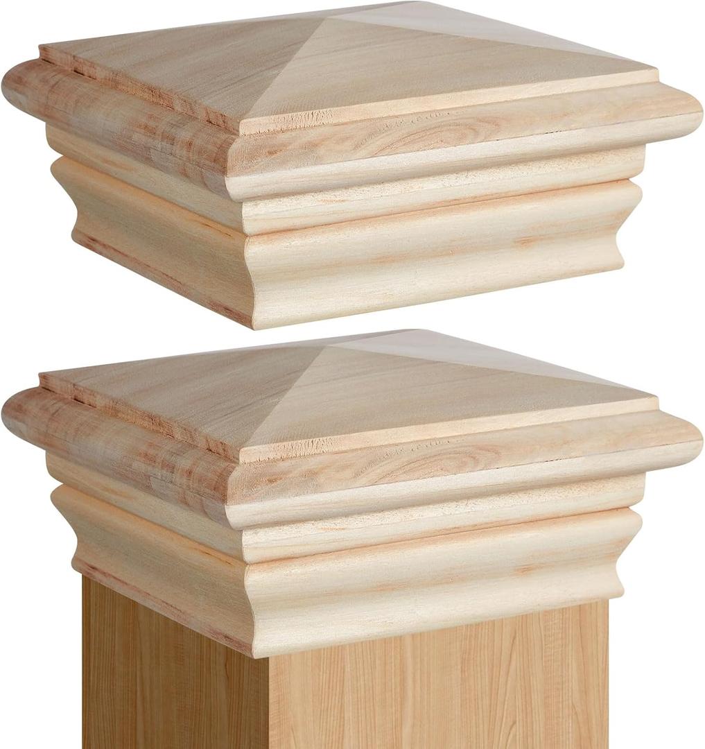 Geetery 2 Pcs 6 x 6 Inch (Actual 5.5'' x 5.5'') Wood Newel Post Cap Fence Post Cap for 5-5/8 Fence Topper Top Resistant Decking Caps for Outdoor Fences, Mailboxes and Decks 