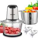 Liebe&Lecker Food Processor, Meat Grinder with 2 Bowls 8 Cup and 8 Cup, Food Chopper Electric Vegetable Chopper with 4 Large Sharp Blades for Fruits, Meat, Vegetables, Baby Food, Nuts, 2 Speed.