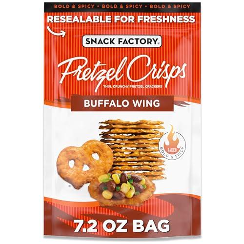 Snack Factory Buffalo Wing Pretzel Crisps, Non-GMO, 7.2 OZ Resealable Bag (BB: February 28, 2026)
