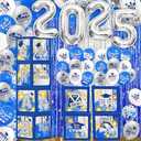 Pack Of 2 Blue Sliver Graduation Decorations Class of 2025 Graduation Balloon Boxes with Letters 2025 Grade Party Decorations with Lights for Class of 2025 Decor Grade Party Supplies
