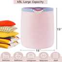65L Pink Woven Rope Laundry Hamper Basket for Clohtes Boho Tall Rope Baskets for Blanket Large Baby Nursery Hamper for Girls Kids 16"Wide 19"Tall