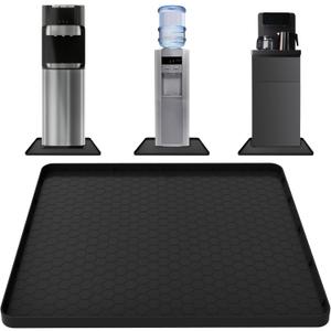 Water Cooler Mat - (22" x 19") Non-Slip Water Cooler Mat with Raised Edge for Foor Protector, Under Water Dispenser Mat Used for Bedrooms, Kitchens,Offices, Bars (Black)