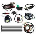 Complete Electrics Wiring Harness Coil Stator Solenoid Relay CDI Spark Plug for 49cc 50cc 70cc 90cc 110cc 125cc ATV Dune Buggy Go Kart 4 Wheeler Dirt Pit Bike Quad Moped Engine