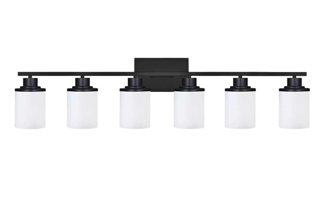 6-Light Bathroom Vanity Light with Milky White Glass Shade, Brushed Nickel Modern Vanity Lights for Bathroom Indoor Wall Mount Lights for Dressing Room Kitchen Hallway