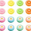 Sumind 16 Pieces Replacement Cute Fruit Lemon and Flower Design Thumb Grip Caps Analog Stick Cover Joystick Cap Soft Silicone Cover Compatible with Nintendo Switch, Switch Lite and Joy-Con Controller