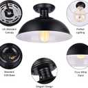 Vintage Rustic Semi Flush Mount Light, Farmhouse Black Ceiling Fixture, Industrial Lights for Hallway, Stairway, Foyer, Kitchen, Porch, Entryway (2 Pack)