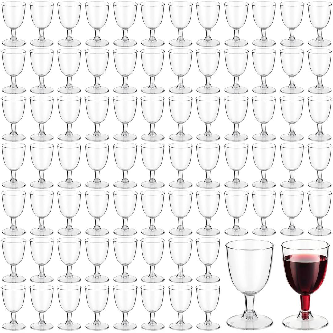 Thenshop 400 Pack 6 oz Disposable Plastic Wine Glasses with Stem, Clear Wine Glasses Cups for Weddings Birthdays Bridal Shower Party Favor