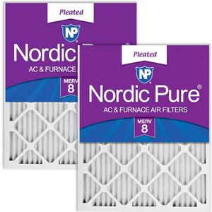 Nordic Pure 20x20x1 Pleated MERV 8 Air Filters 2 Pack