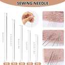 37 Pcs Big Eye Steel Sewing Needles Kit - Stainless Steel Needles for Hand Sewing Kit with Thread Ripper, Needle Threaders, Threads and Thimbles