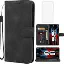 Wanyuexes Case for Redmi Note 12 5G Case/Poco X5 5G 22111317I Wallet Case with Tempered Glass Screen Protector, Leather Flip Credit Card Holder Stand Phone Cover for Xiaomi Redmi Note 12 5G Black