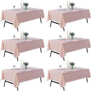 6-Pack 60x120 inch Dusty Pink Table Cloths, Solid Stain and Wrinkle Resistant Oblong Tablecloth, Premium Plain Weave Polyester Fabric Rectangle Table Linen Covers for Hotel, Wedding