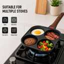 BASECENT Egg Pan - Nonstick 4-Cup Frying Pan - Healthy Aluminum Omelette Skillet for Fried Eggs, Pancakes, and Breakfast - Compatible with Gas & Induction Cooktops