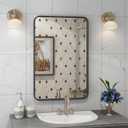 16x24 Bronze Bathroom Mirror, Rounded Rectangle Bronze Frame Mirror, Brushed Bronze Bathroom Vanity Mirror Wall-Mounted, Anti-Rust, Hangs Horizontally or Vertically