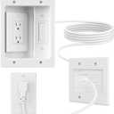 in Wall Cable Concealer Kit with Brush Wall Plate,Recessed Outlet Box,9ft Cord,2 Gang Pass Through Wire Hider for TV Cable Management,HDMI Cables and Home Theater Systems