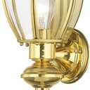 Livex Lighting 2112-02 Outdoor Wall Lantern with Clear Beveled Glass Shades, Polished Brass, 7"W x 25.25"H