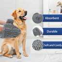 OLANLY Chenille Dog Bath Towel 31x13, Ultra Absorbent Quick Dry Pet Towel, Extra Soft Washable Plush Towel for Large Dogs & Puppies, Indoor Outdoor Use, Grey