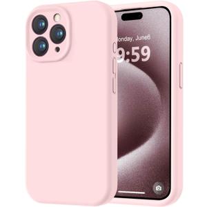 LOVE 3000 Designed for iPhone 15 Pro Case, Premium Silicone with [Soft Anti-Scratch Microfiber Lining] Shockproof Protective Phone Case for Men Women Girls 6.1", Chalk Pink