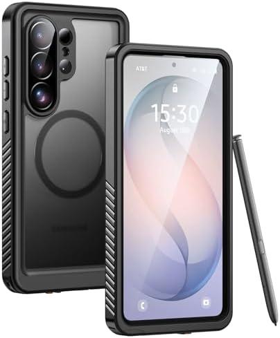 Lanhiem Magnetic for Samsung Galaxy S26 Ultra Case, IP68 Waterproof Dustproof, Built-in Screen Protector, Rugged Full Body Shockproof Cover for Galaxy S26 Ultra 5G 6.9 Inch, Black/Clear