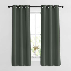 NICETOWN Bedroom Curtains 63 inch Length 2 Panels - Grommet Top Blackout Room Darkening Sound Reduction Privacy Thermal Drapes for Flat/Laundry, Dark Mallard, W37 x L63