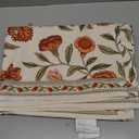 Floral Rectangular Tablecloth,Linen Table Cloth with Orange Flowers and Green Leaves Pattern,Heavy Durable Table Cover for Dining Thanksgiving Kitchen Party Banquet Christmas,63"*94"