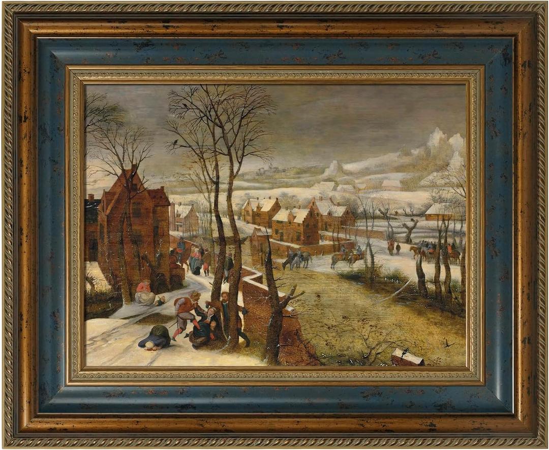 3.5" Extra Wide Vintage Frame for 24x36 Rococo Abstract Paintings, Traditional Ornate Frames for Art Lover Housewarming Birthday Wedding Grandparents Teacher Gift, No Glass & Back (Blue Gold)